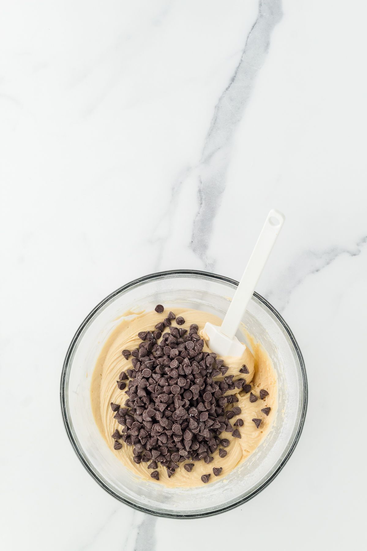 Chocolate chips added to muffin batter