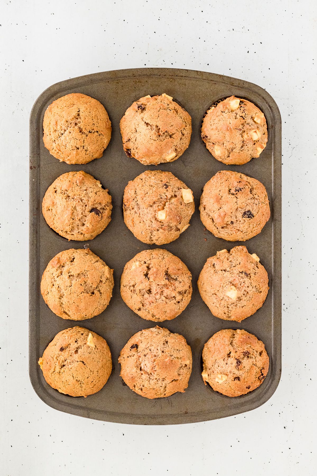 Baked morning glory muffins in the pan